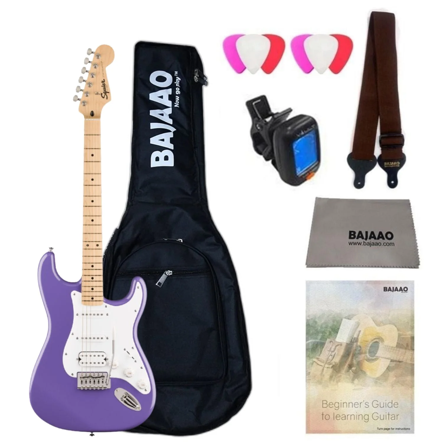 Fender Squier Sonic Stratocaster Electric Guitar with Bag,Polishing Cloth, Strap, Tuner, Pick and Ebook - Image 28