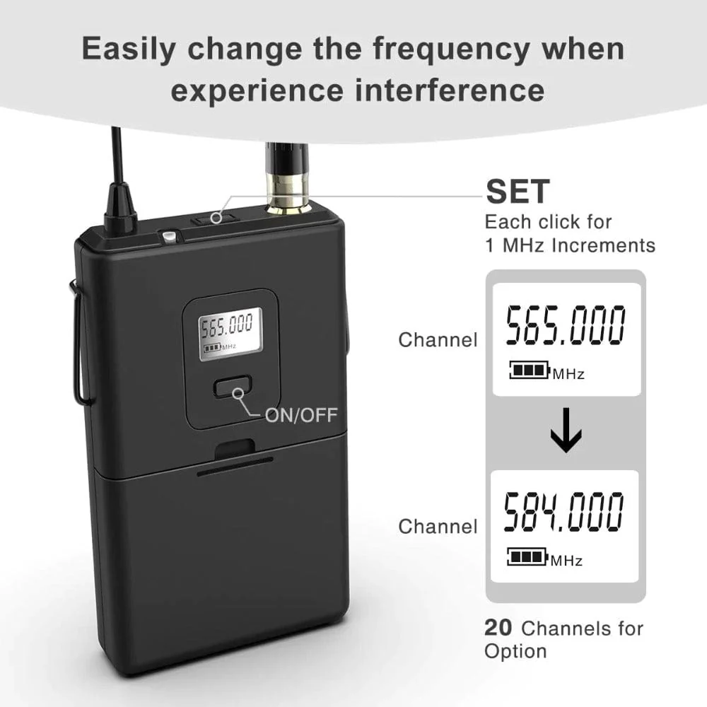 Fifine K037B Wireless Lavalier Lapel Microphone with Headset - Image 2