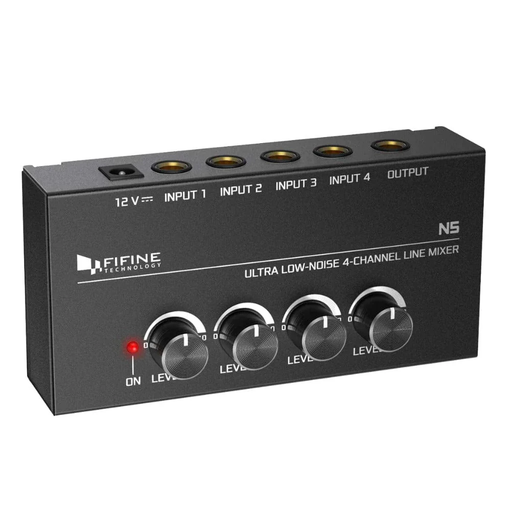 Fifine N5 4 Channel Line Headphone Amplifier Mixer