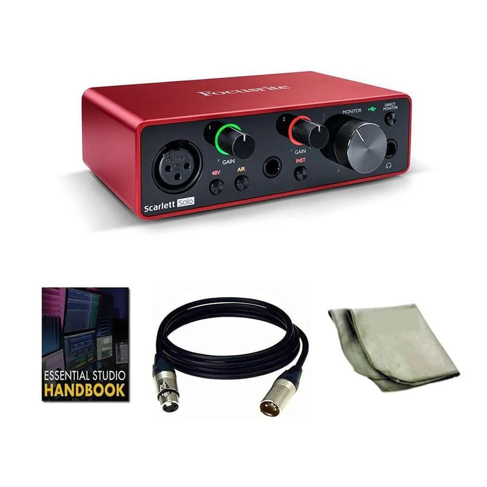 Focusrite Scarlett SOLO 3rd Gen USB Audio Interface with XLR Cable, Polishing Cloth & Ebook