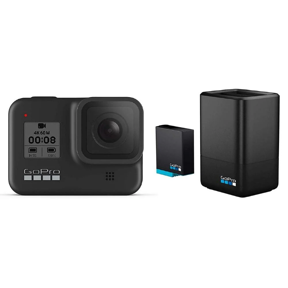 GoPro Hero 8 Hypersmooth Streamlined 4k Action Camera With Extra Battery and Charger- Black with 2 Year Warranty