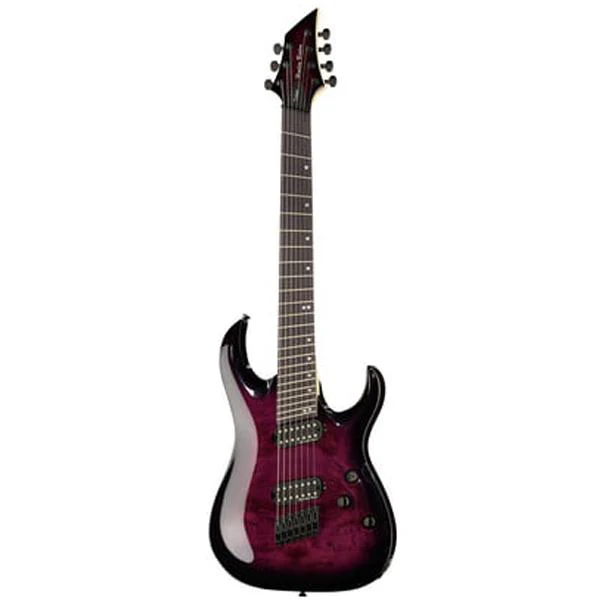 Harley Benton Fanfret 7-String 2018 DLX Electric Guitar - Trans Purple Burl