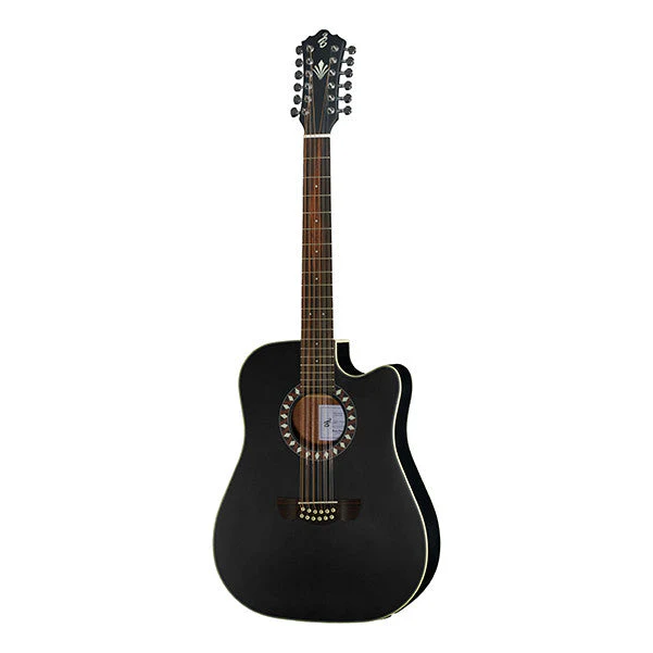 Harley Benton HB Custom Line CLD-10SCE-12 Dreadnought Cutaway Electro Acoustic Guitar - Black Matte