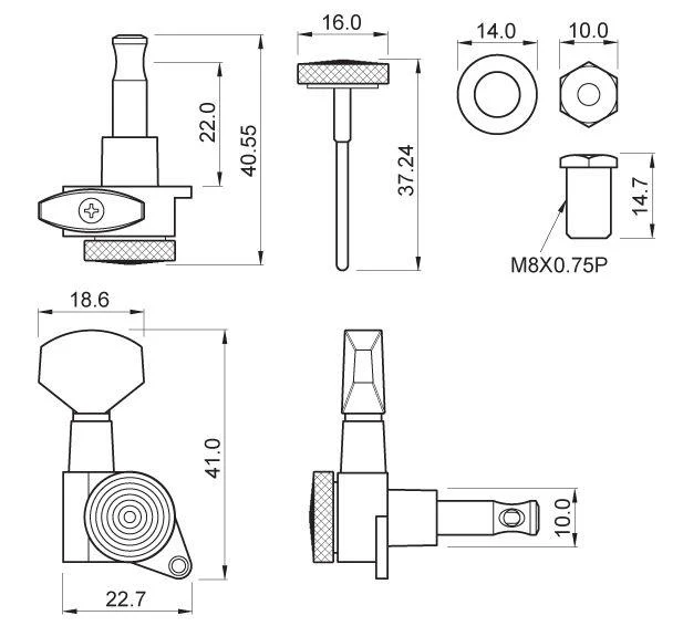 Harley Benton Parts Locking Tuners 6L Black - Image 4