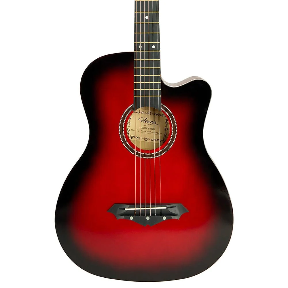 Henrix 38C 38 Inch Cutaway Acoustic Guitar with Dual Action Truss Rod, Gigbag, Picks, String Set, Strap, Cloth & Ebook - Image 26