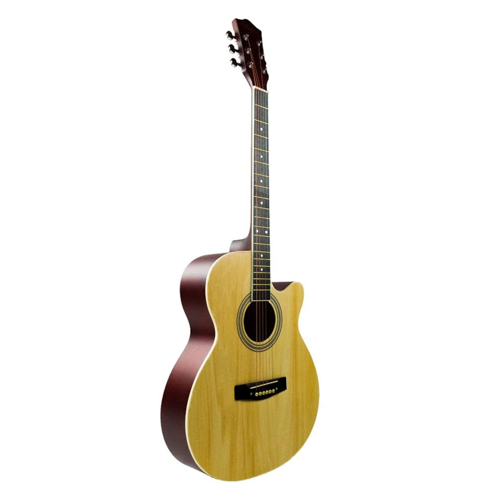 Henrix 40C 40-Inch Cutaway Acoustic Guitar with Dual Action Truss Rod, Gigbag, Picks, String Set, Strap, Cloth & Ebook - Open Box