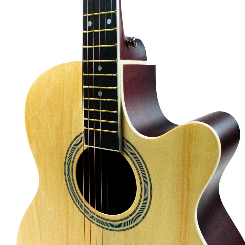 Henrix PRO 40C 40-Inch Cutaway Acoustic Guitar with Dual Action Truss Rod, Gigbag, Picks, String Set, Strap, Cloth & Ebook - Image 4