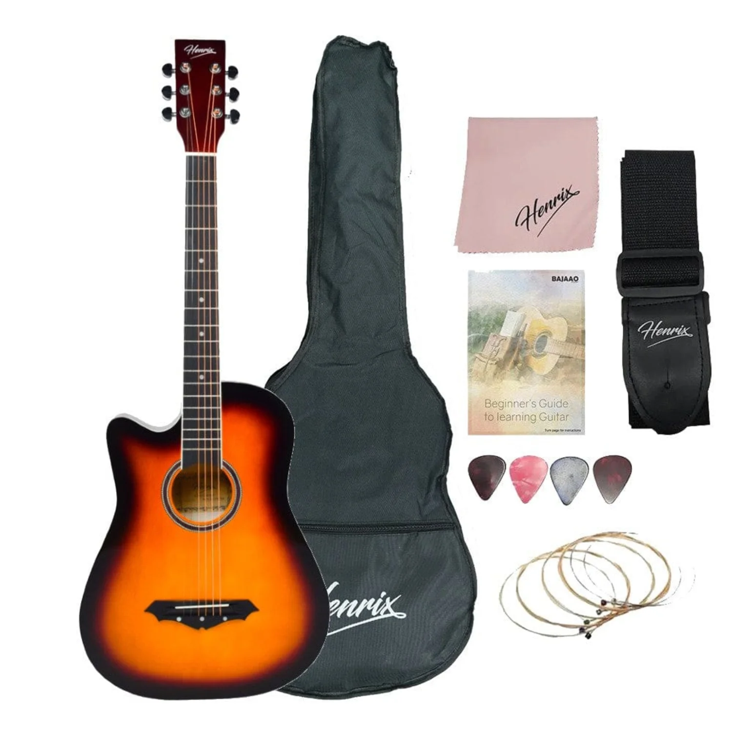 Henrix PRO 38C 38 Inch 6 String Cutaway Acoustic Guitar - Image 61