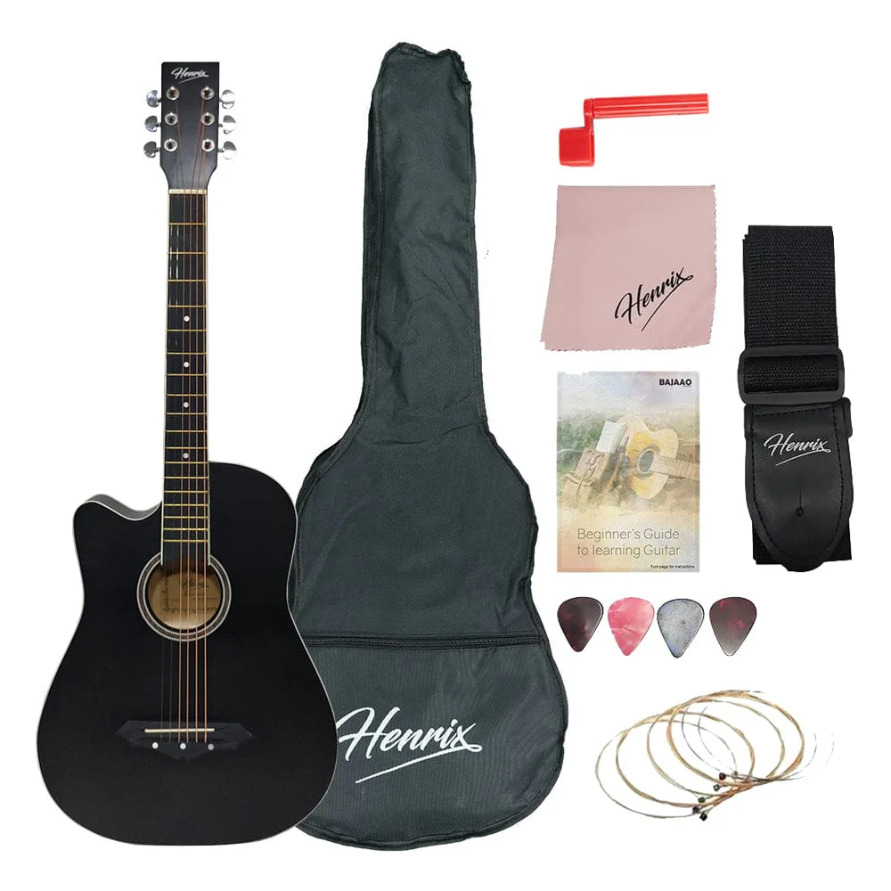 Henrix PRO 38C 38 Inch 6 String Cutaway Acoustic Guitar - Image 88