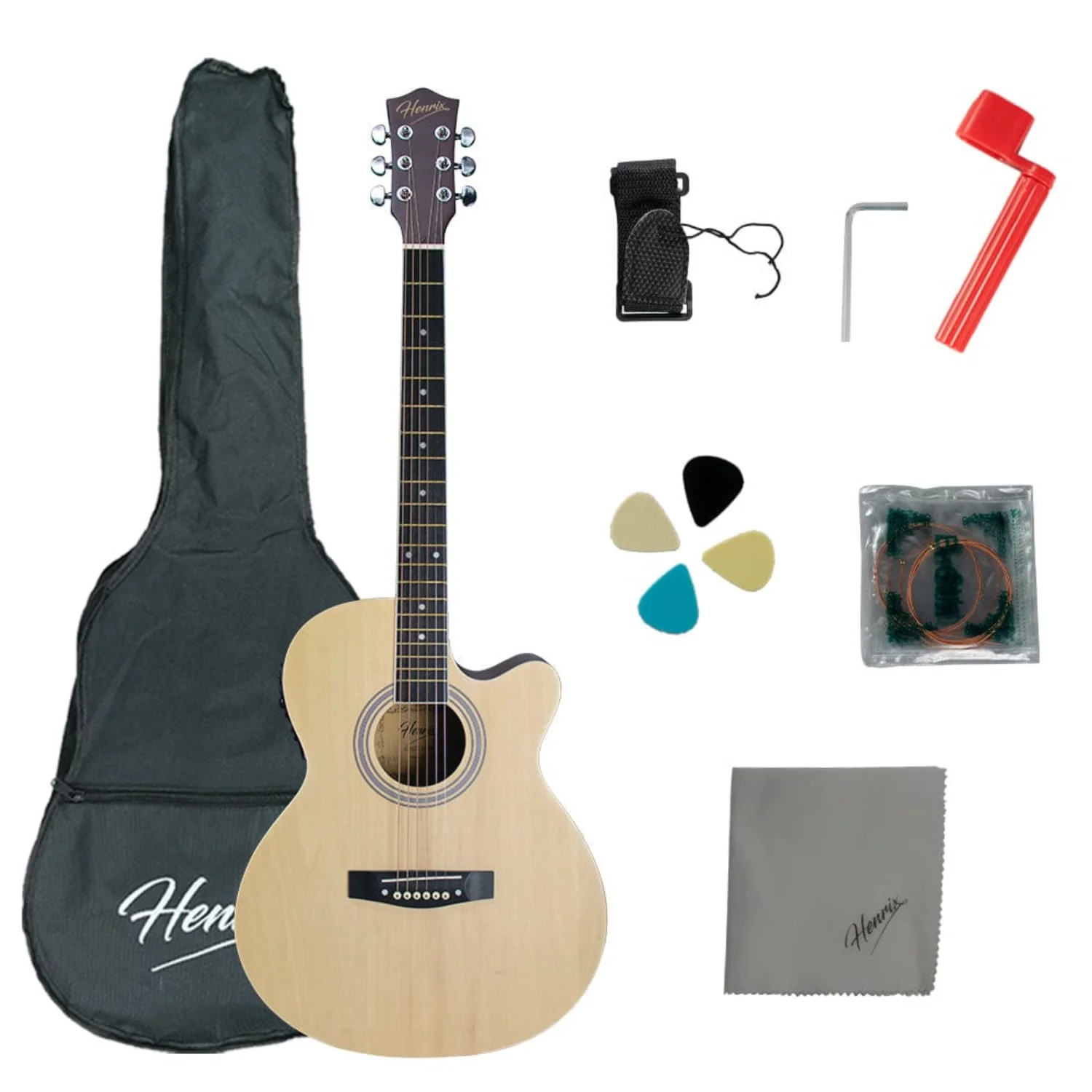 Henrix PRO 40CE 40-Inch 6 String Cutaway Electro-Acoustic Guitar Kit