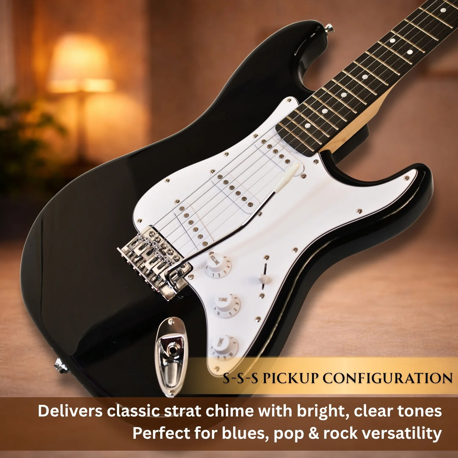 Henrix ST 6 String Strat Style Electric Guitar with Amplifier, Gigbag, Tuner, Strap, Picks, Polishing Cloth, Cable & E-Book - Image 4