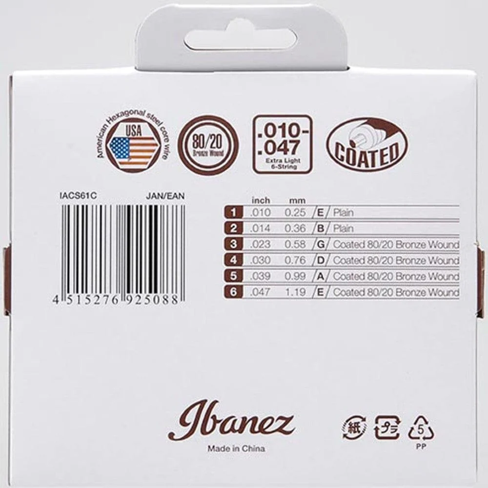 Ibanez IACS61C 80/20 Bronze Extra light Acoustic Guitar Strings - .10-.47 - Image 2