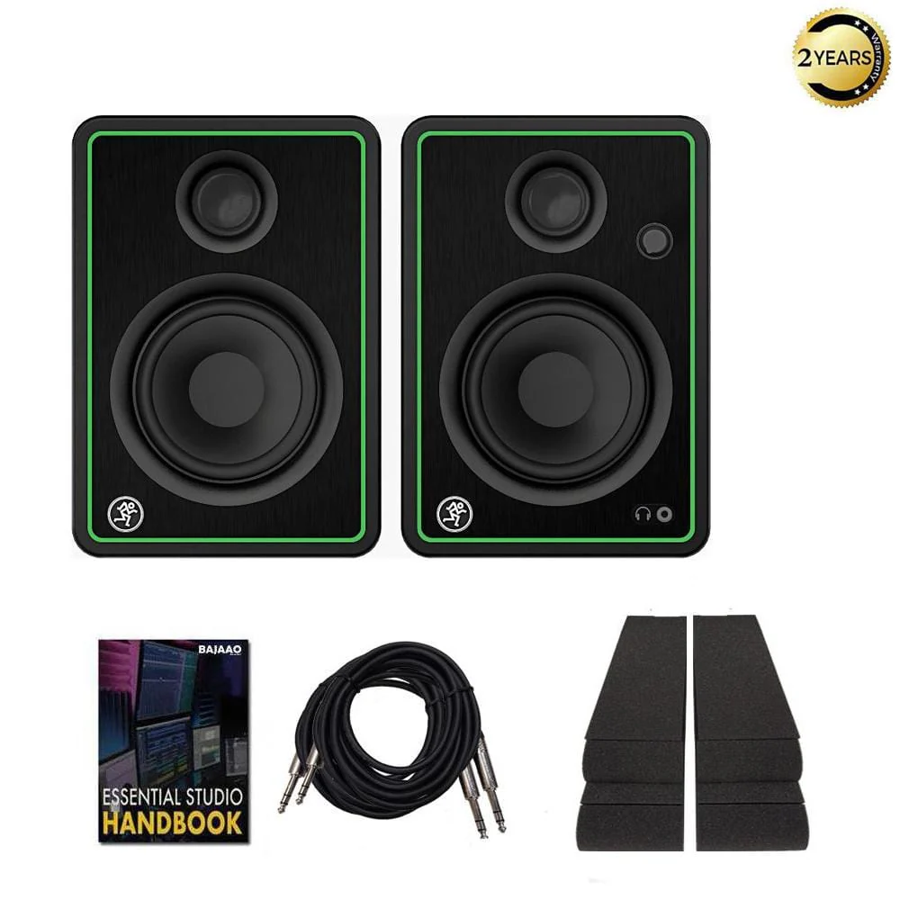Mackie CR4 XBT Class D Studio Multimedia Monitors with Bluetooth, Isolation Foam Pads, Cables & Ebook - Pair