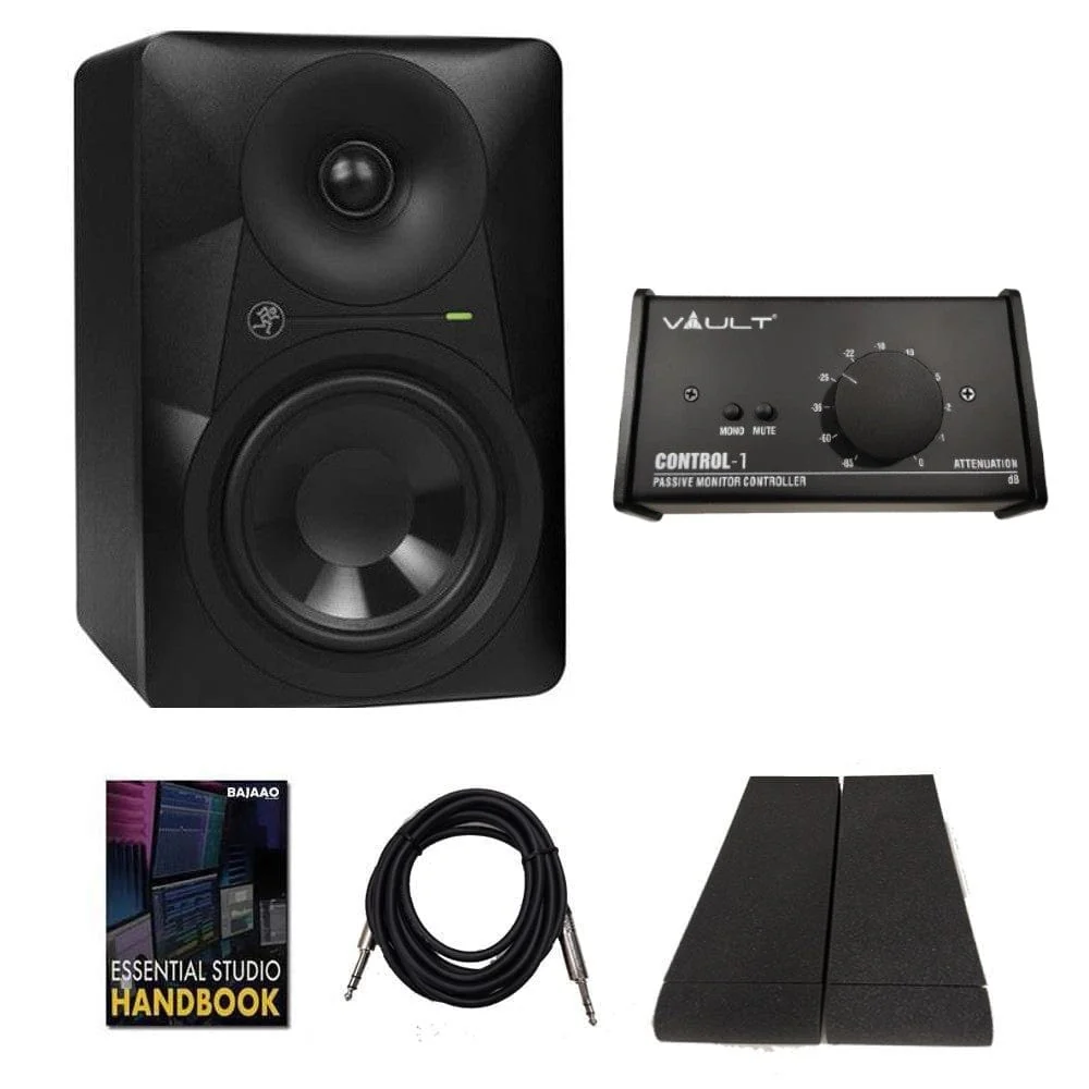Mackie MR Series 524 Powered Active Studio Monitor Speakers with Controller, Acoustic Foam Pad, Polishing Cloth, Ebook & Warranty - Single