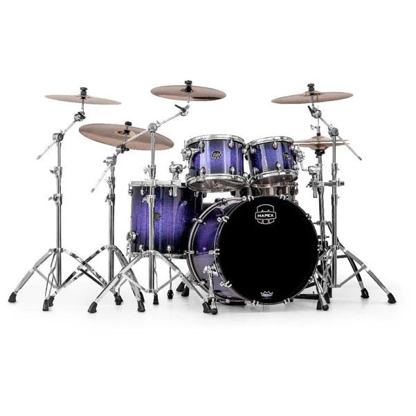 Mapex SNM529XPH Acoustic Drum Set (Without Snare) - 4pc Rock, Red & Blue Hybrid Sparkle