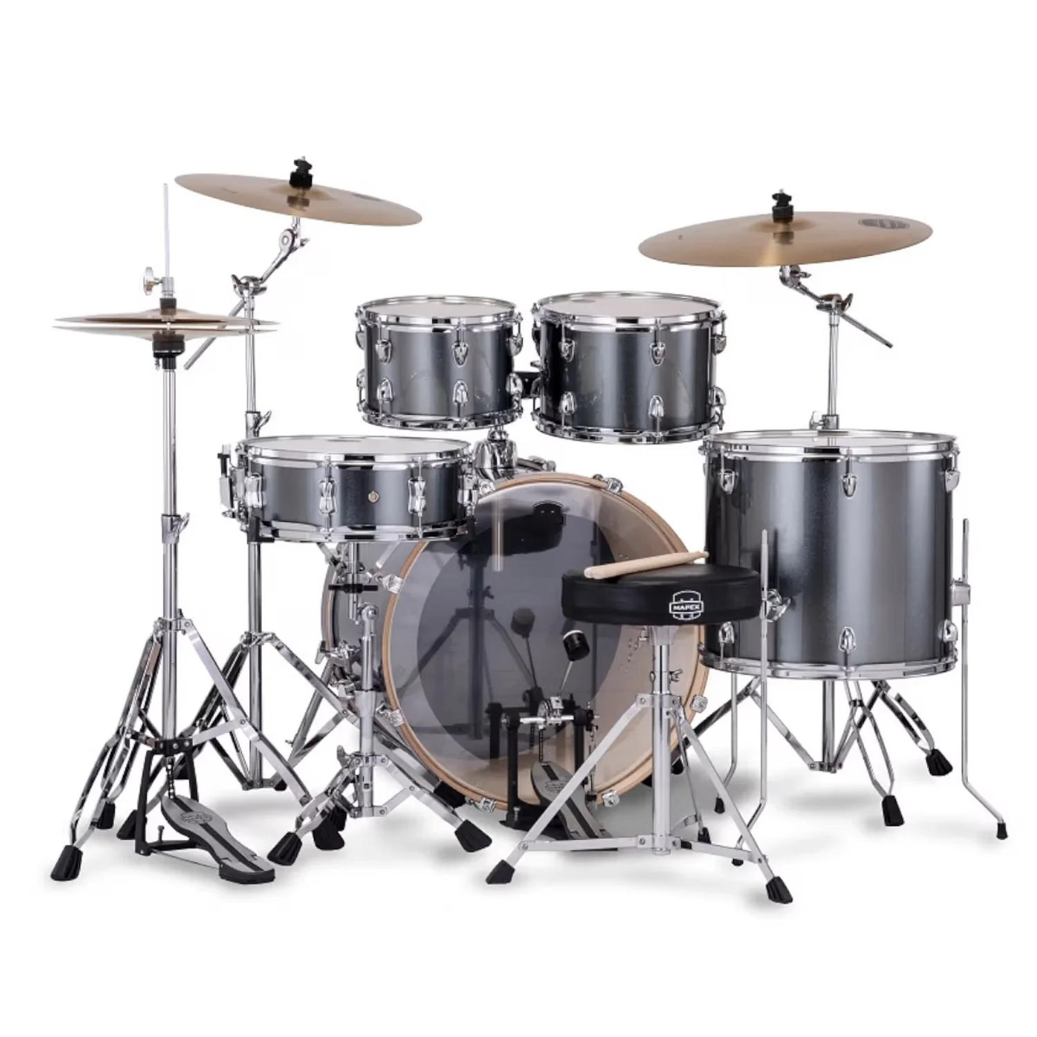Mapex Venus 5Pcs Hybrid Acoustic Drum Kit with Hardware Cymbals & Throne - Image 2