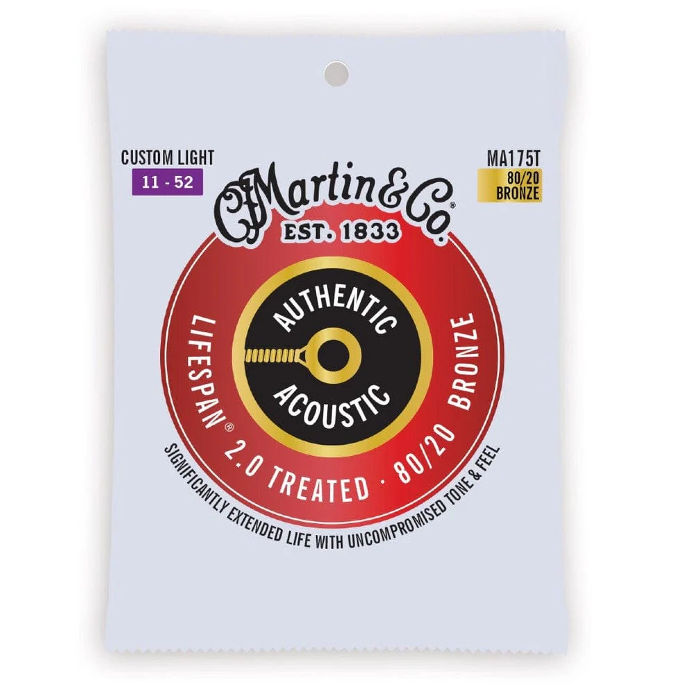 Martin MA175T Authentic Lifespan 2.0 80/20 Bronze Acoustic Guitar String - .11-.52