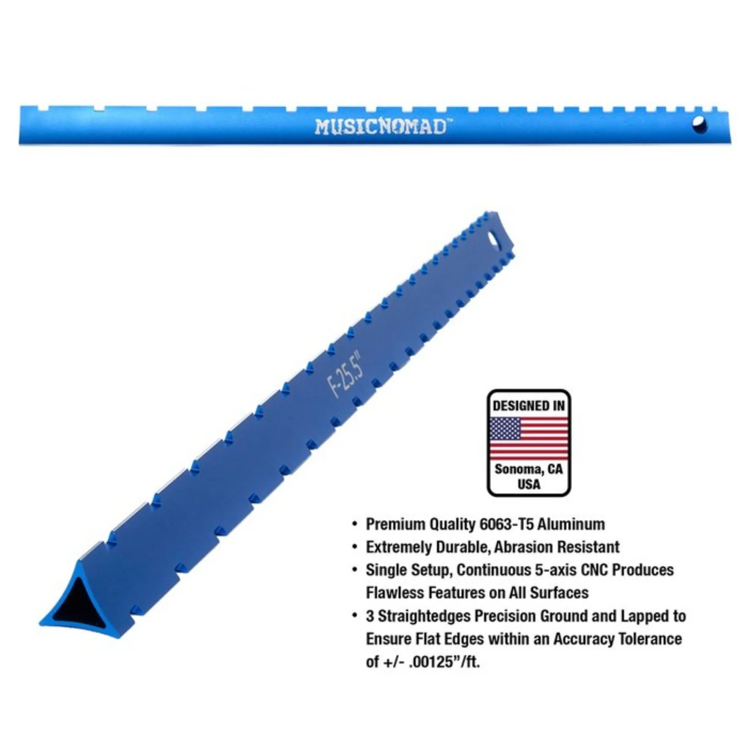 Music Nomad MN821 Tri-Beam 3 'n 1 Dual Notched Straightedge & Precision Straightedge - Image 9