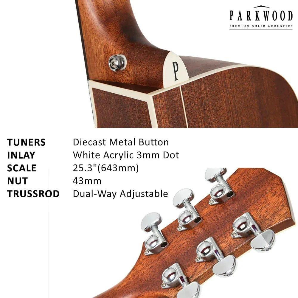 Parkwood GA980ADK GA Series Grand Auditorium Cutaway Electro Acoustic Guitar with Case - Image 11