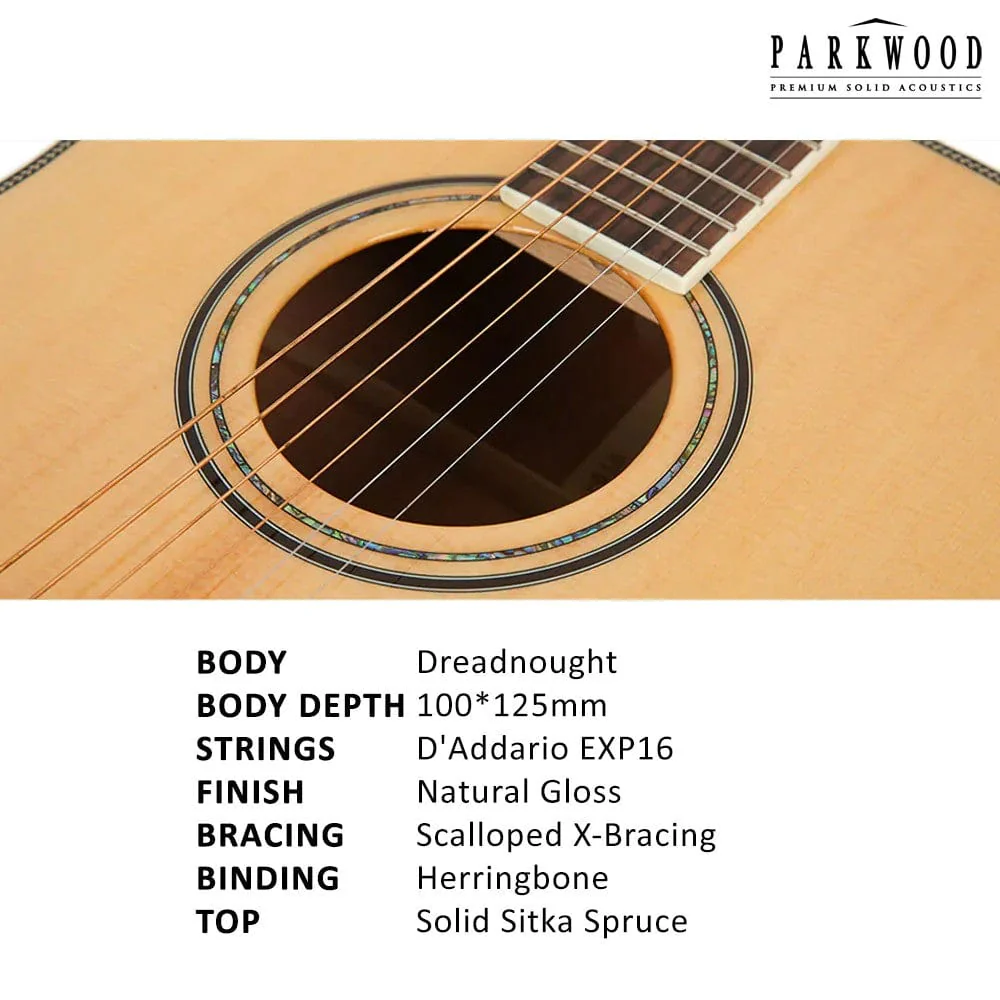 Parkwood P610 Dreadnought Acoustic Guitar with Case - Image 3