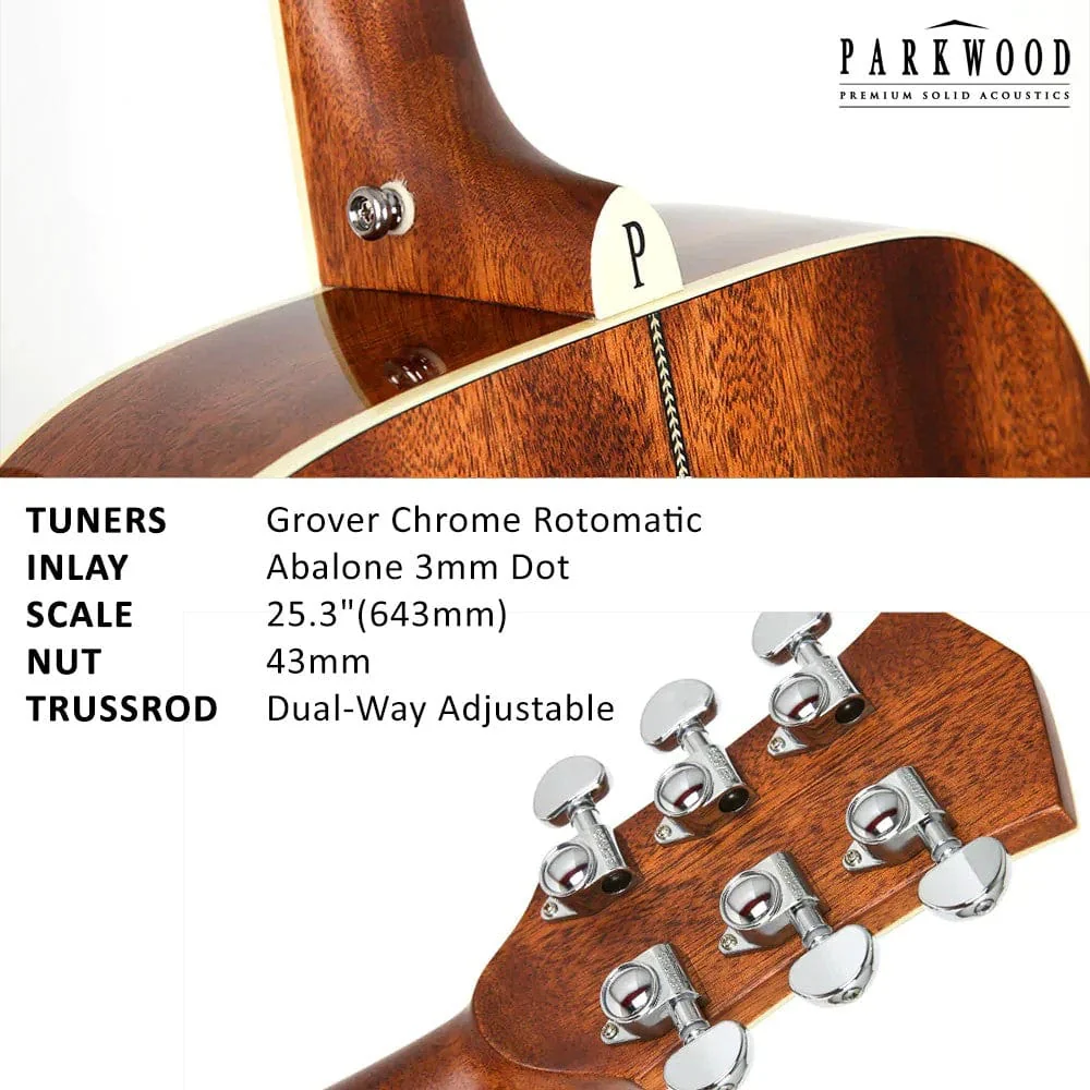 Parkwood P670 Grand Concert Cutaway Acoustic Guitar with Case - Image 5