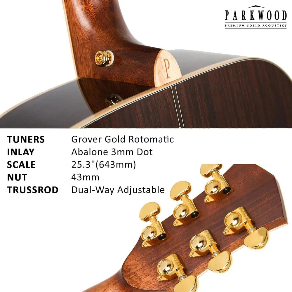 Parkwood P810ADK Dreadnought Acoustic Guitar with Case - Image 5