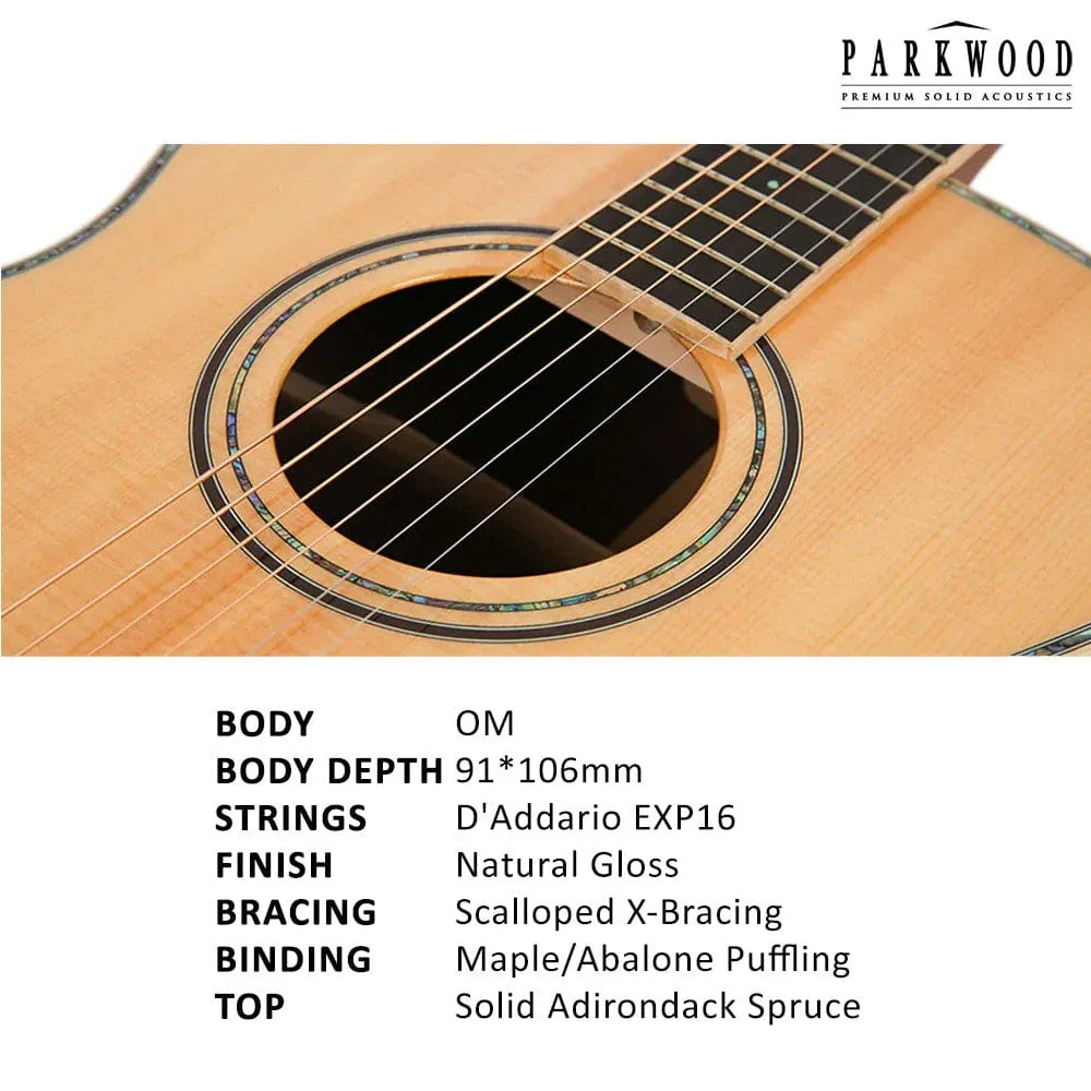 Parkwood P820ADK OM Orchestra Acoustic Guitar with Case - Image 3