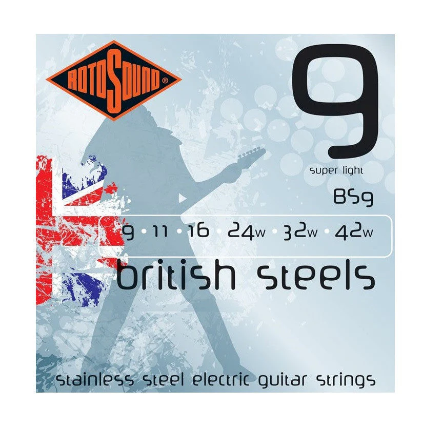 Rotosound BS9 British Steels Gauge Electric Guitar Strings - 9-42