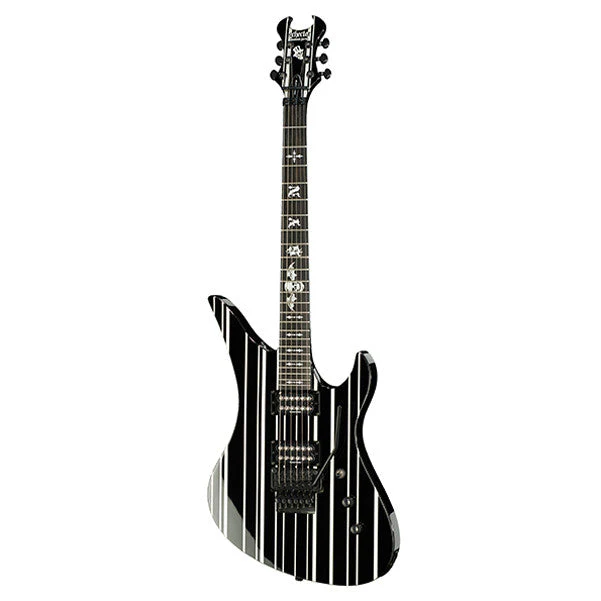 Schecter Synyster Custom Avenger Electric Guitar - Gloss Black With Silver Stripes