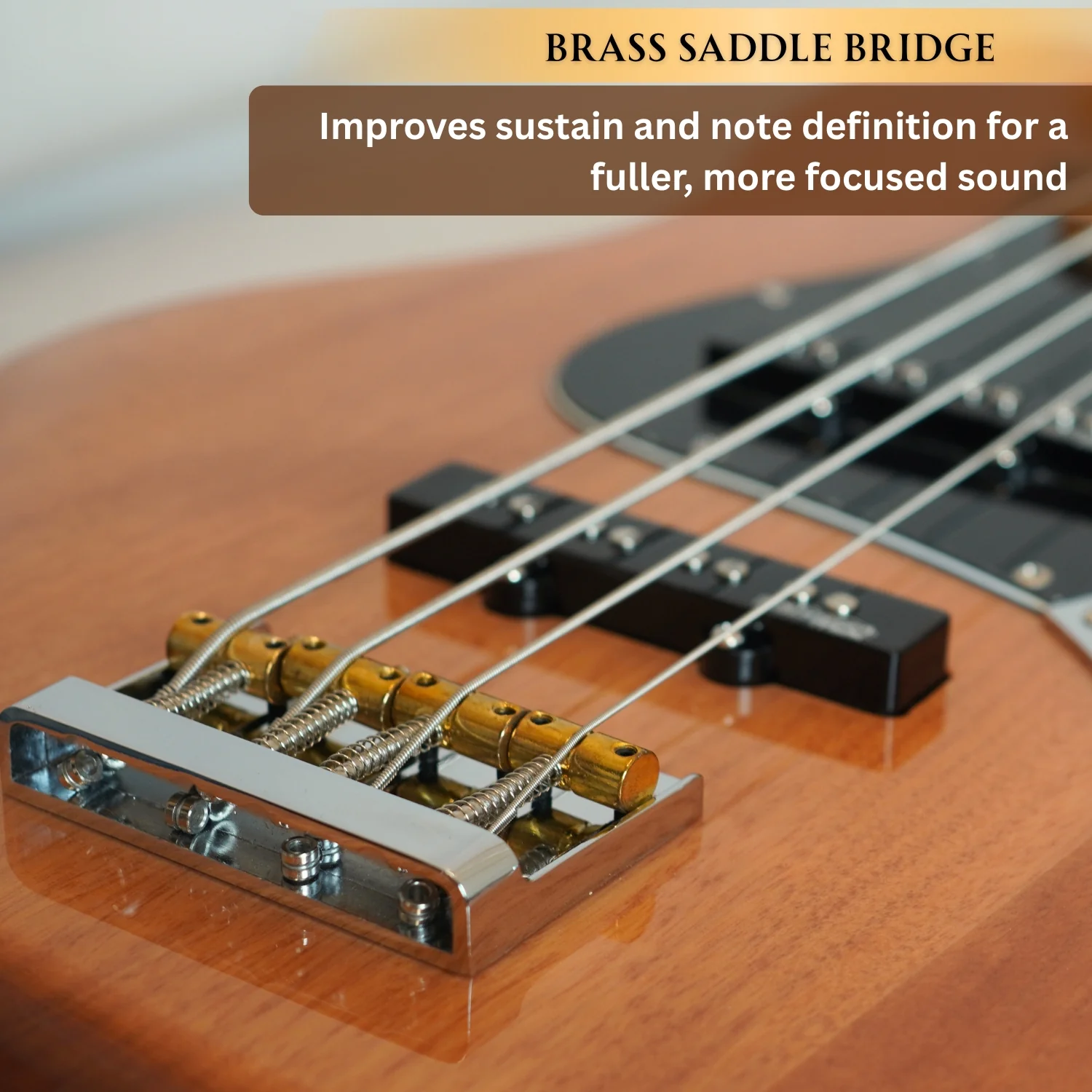 Vault Artisan JB 4-String Bass Guitar with Wilkinson Pickups – Roasted Maple Neck & Fingerboard, Fixed Bridge with Brass Saddle, Full Solid Mahogany Body, Natural Gloss Finish - Image 6