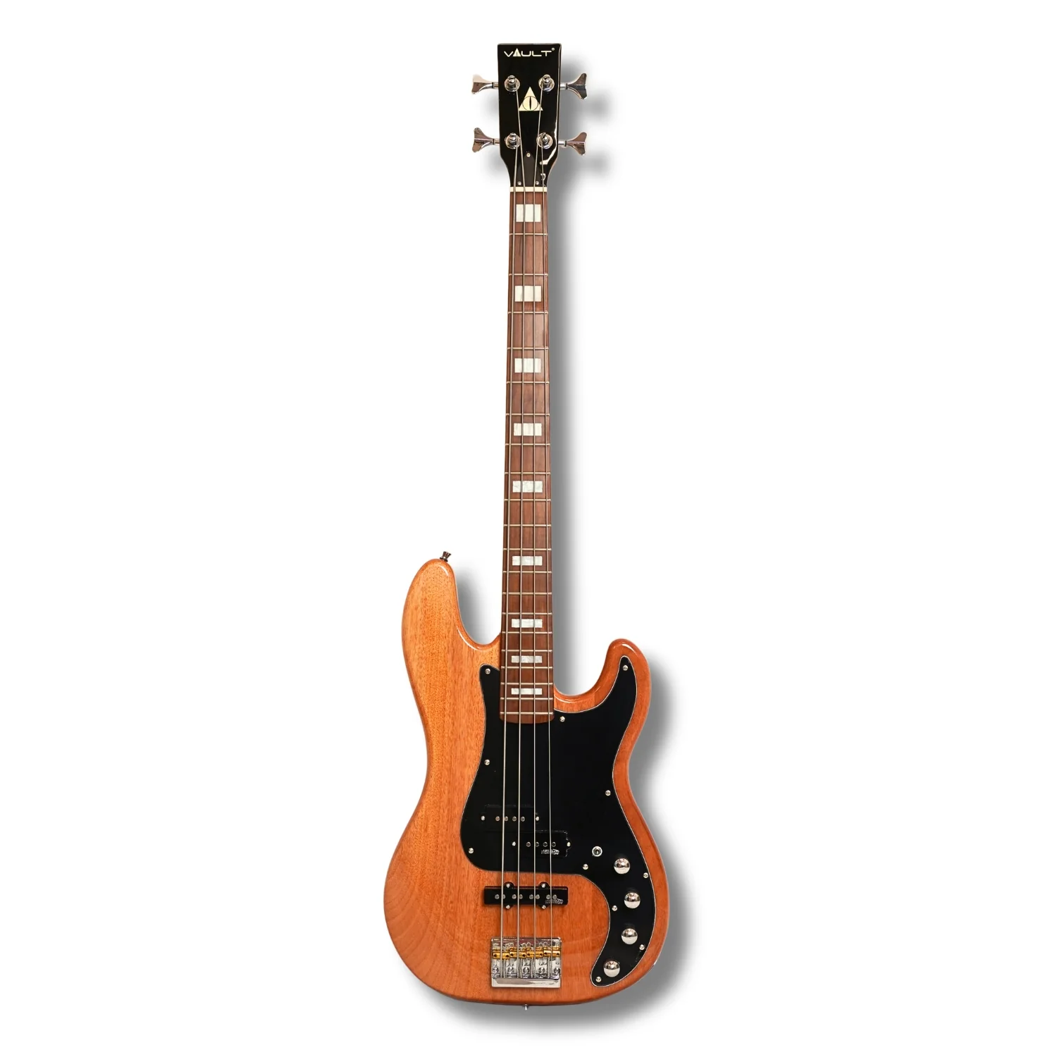 Vault Artisan PB 4-string Active PJ Bass Guitar with Wilkinson Pickups, Roasted Maple Neck & Fingerboard, Full Solid Mahogany Body, Fixed Bridge with Brass Saddle, Natural Gloss Finish
