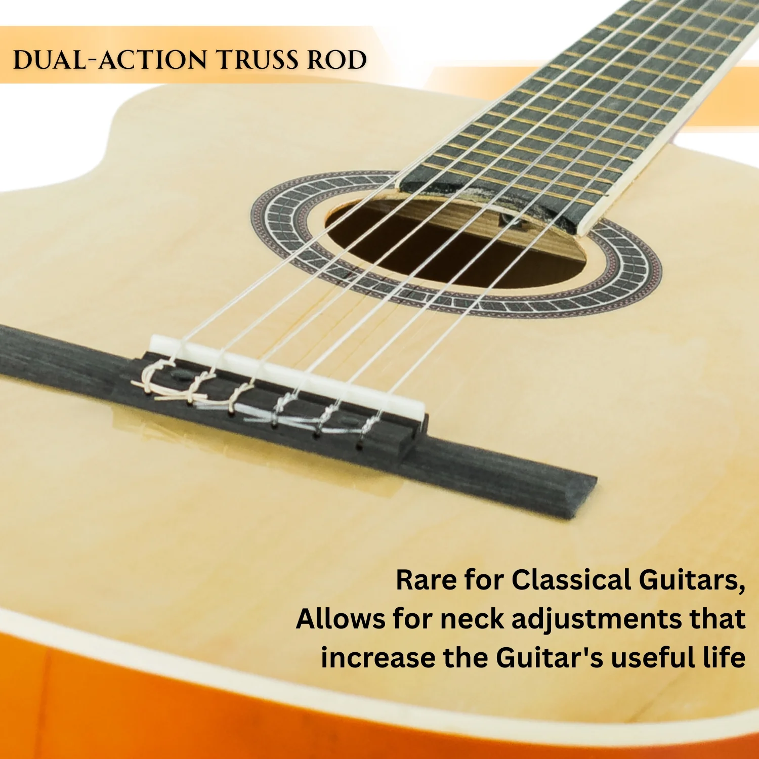 Vault CL-20 4/4 size Classical Guitar with Bag - Natural Gloss - Image 8