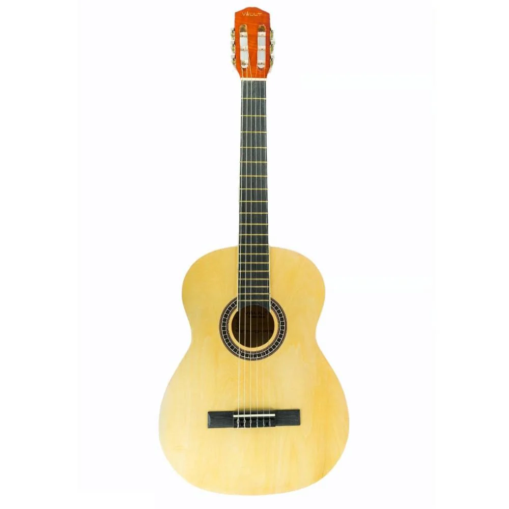 Vault CL-20 4/4 size Classical Guitar with Gigbag, Tuner, Strap, Polishing Cloth & Ebook - Natural Gloss - Image 2