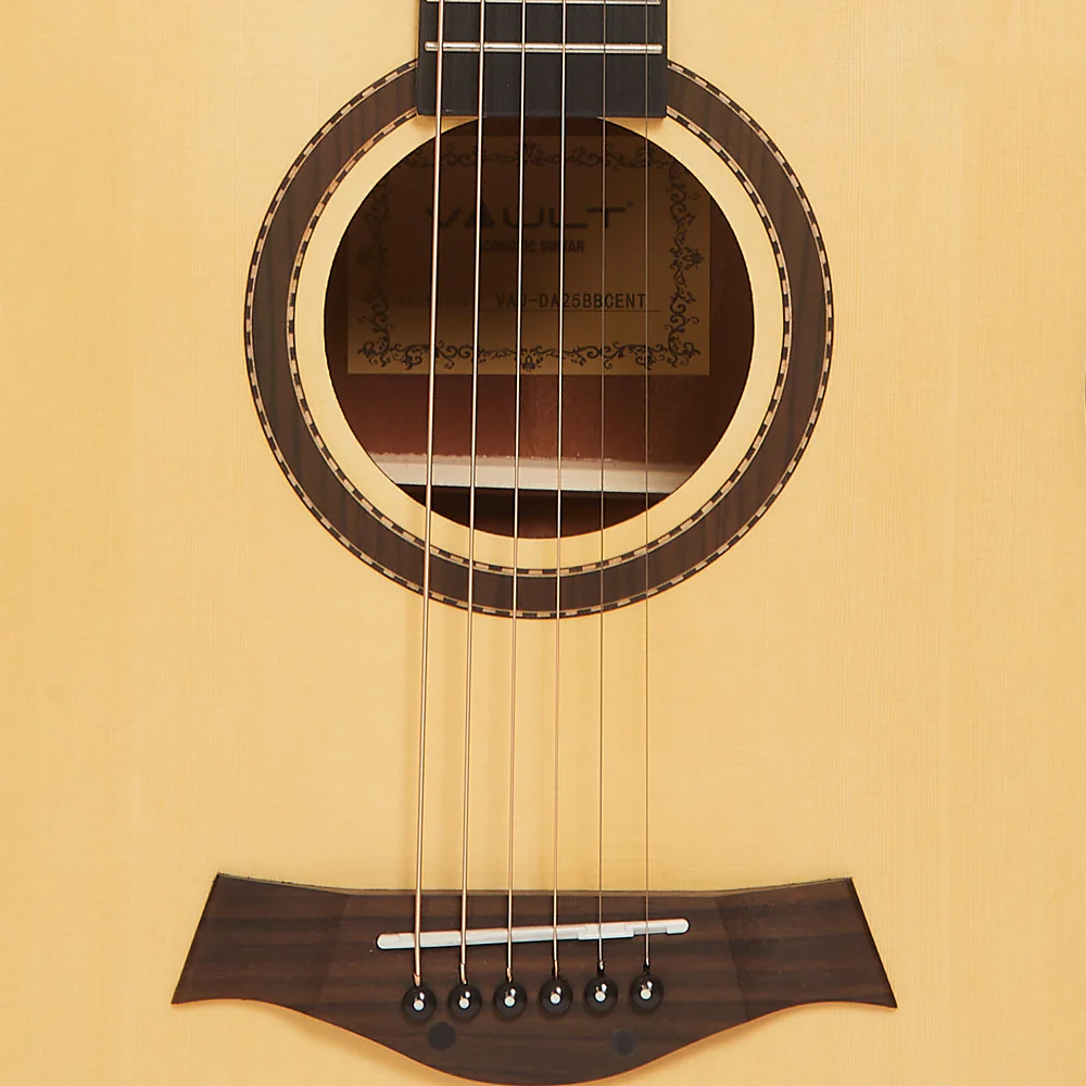 Vault DA25CE Dreadnought Shape Electro- Acoustic Guitar with Bubinga Back and Sides - Image 5