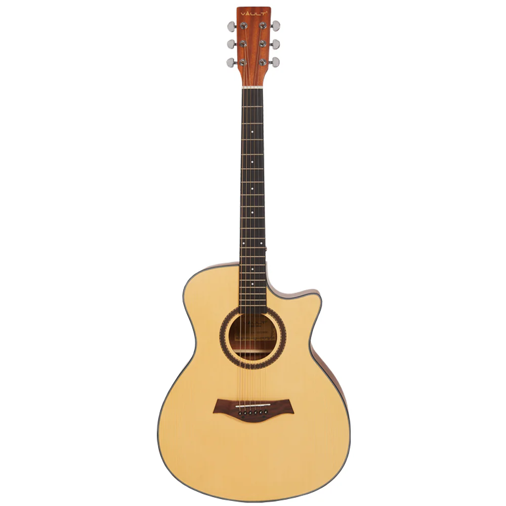 Vault EA25CE Grand Auditorium Shape Electro Acoustic Guitar with Gigbag, Strap, Pick, Polishing Cloth & E-Book - Image 2