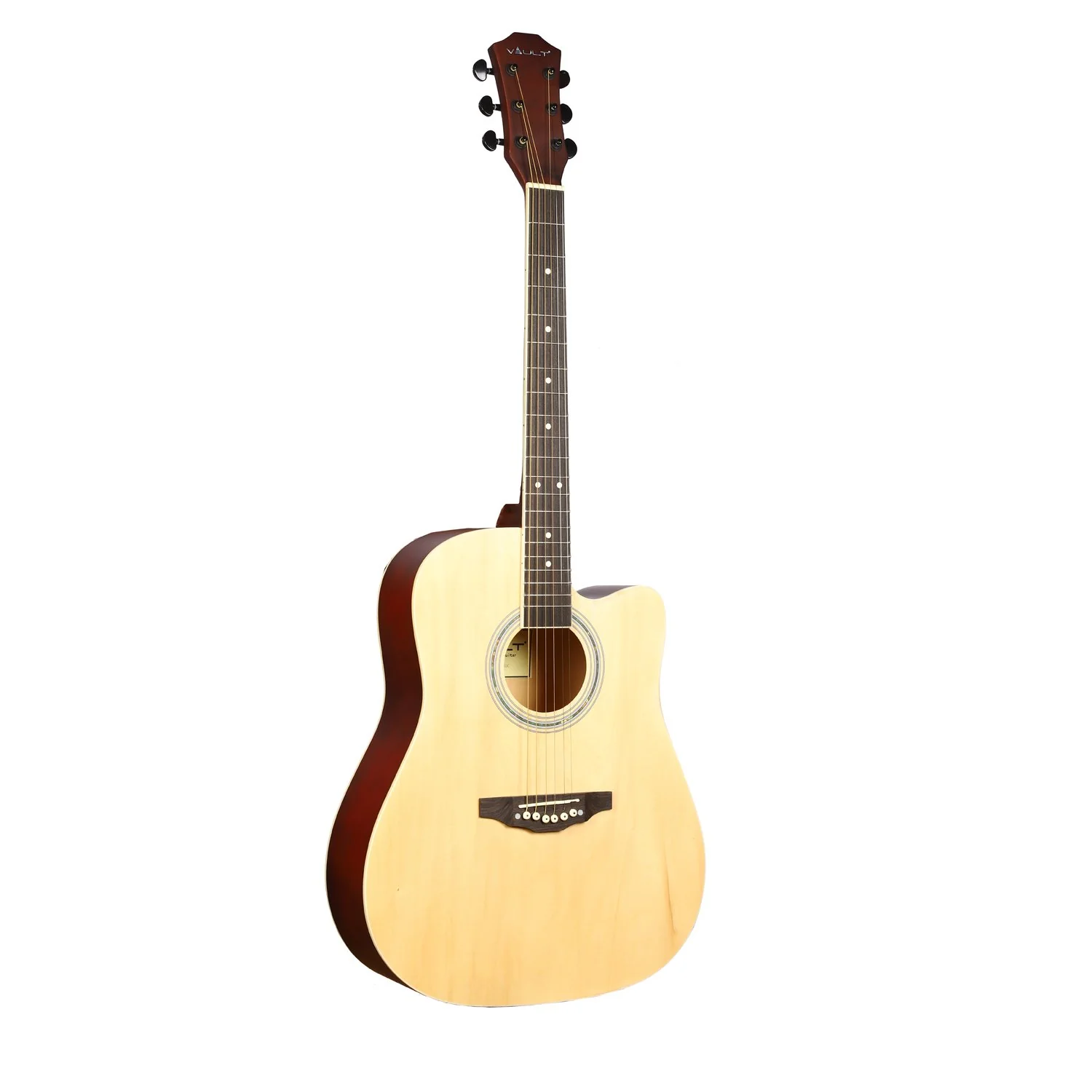 Vault ED-10C 41 inch Cutaway Acoustic Guitar with Bag, Strings, Straps, Picks, Stringwinder & Polishing Cloth - Image 3