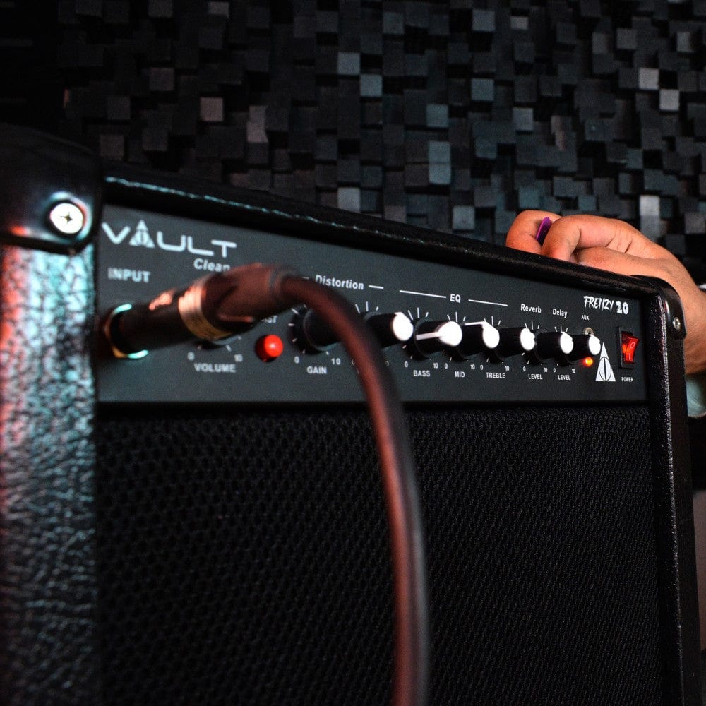 Vault Frenzy 20 Watt Combo Guitar Amplifier with Analog Distortion, Reverb & Delay All Playable Together - Must Have Accessories - Image 14