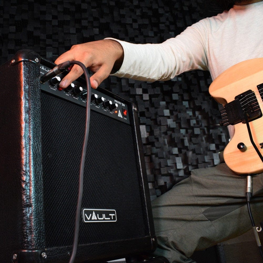 Vault Frenzy 20 Watt Combo Guitar Amplifier with Analog Distortion, Reverb & Delay All Playable Together - Must Have Accessories - Image 16