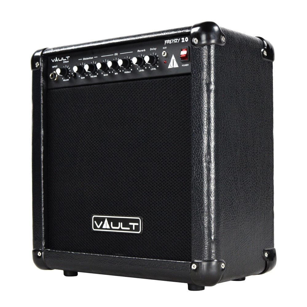 Vault Frenzy 20 Watt Combo Guitar Amplifier with Analog Distortion, Reverb & Delay All Playable Together - Must Have Accessories - Image 3