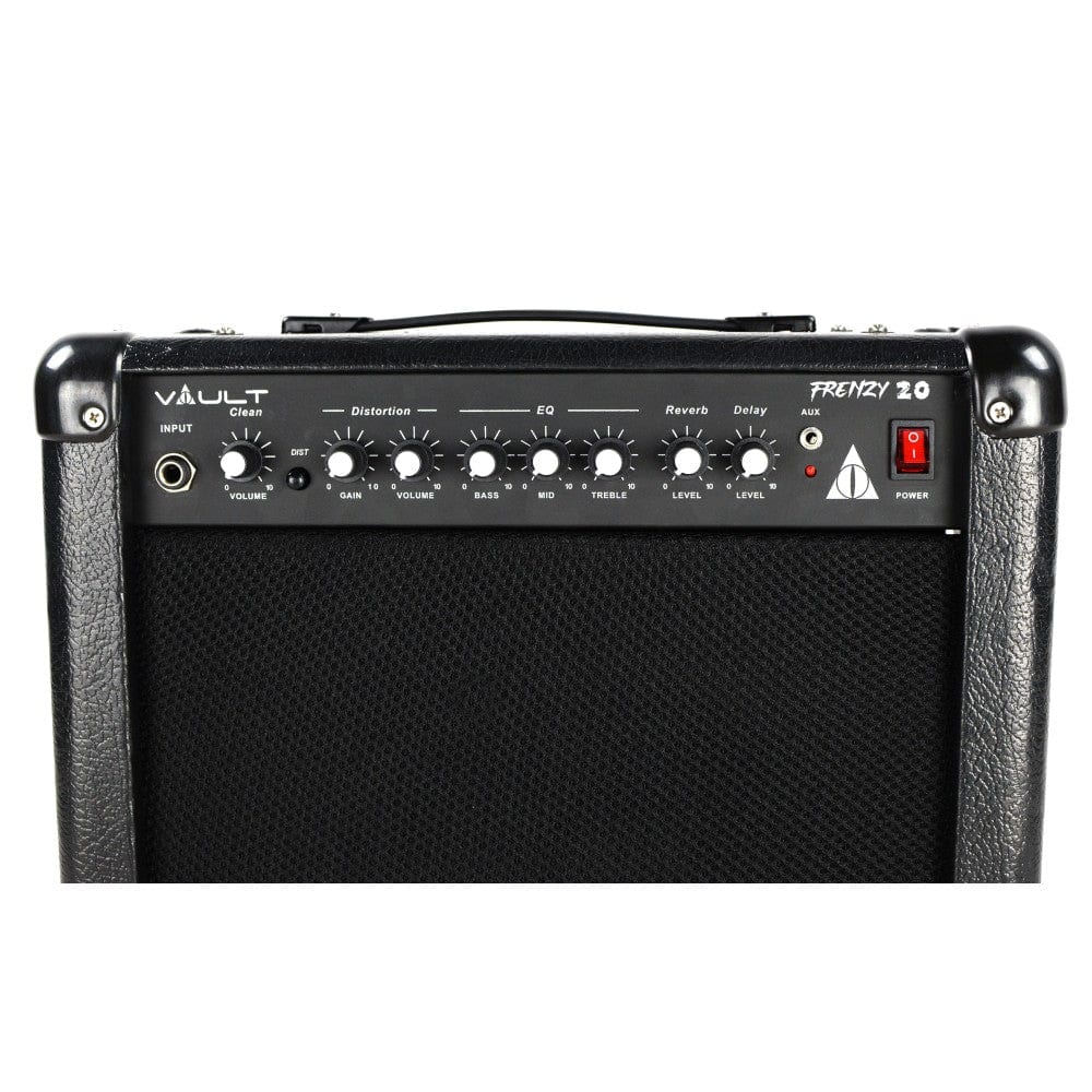 Vault Frenzy 20 Watt Combo Guitar Amplifier with Analog Distortion, Reverb & Delay All Playable Together - Must Have Accessories - Image 6