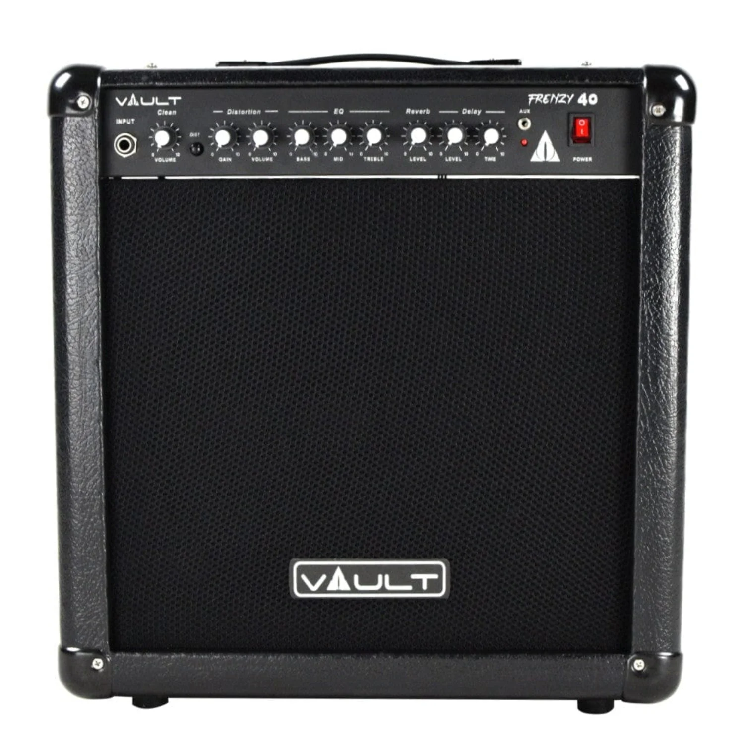 Vault Frenzy 40 Watt Combo Guitar Amplifier with Analog Distortion, Reverb & Delay All Playable Together with Instrument Cable, Polishing Cloth and E Book - Image 2