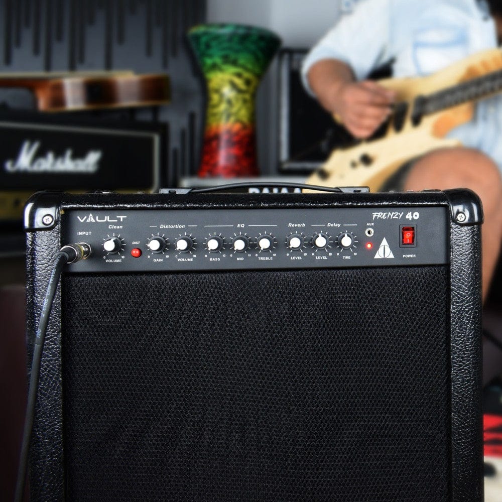 Vault Frenzy 40 Watt Combo Guitar Amplifier with Analog Distortion, Reverb & Delay All Playable Together - Open Box - Image 8