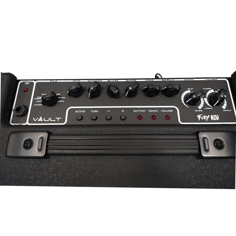 Vault Fury 30 Watt Digital Combo Guitar Amplifier with Effects and 36 Pattern Drum Machine - Must Have Accessories - Image 3