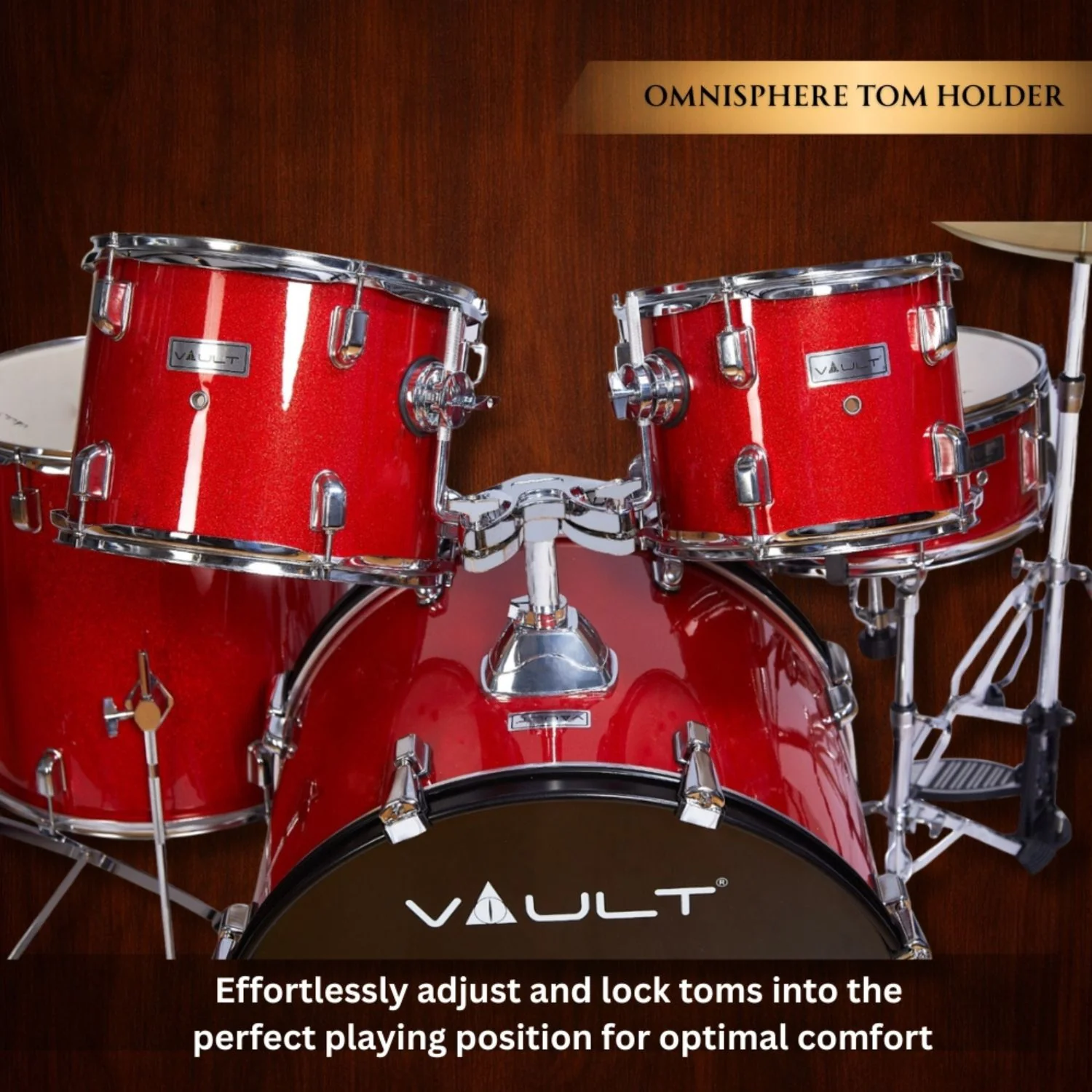 Vault Groover 22" 5-Piece Acoustic Drum Kit with Hardware, Cymbals & Throne - Image 18