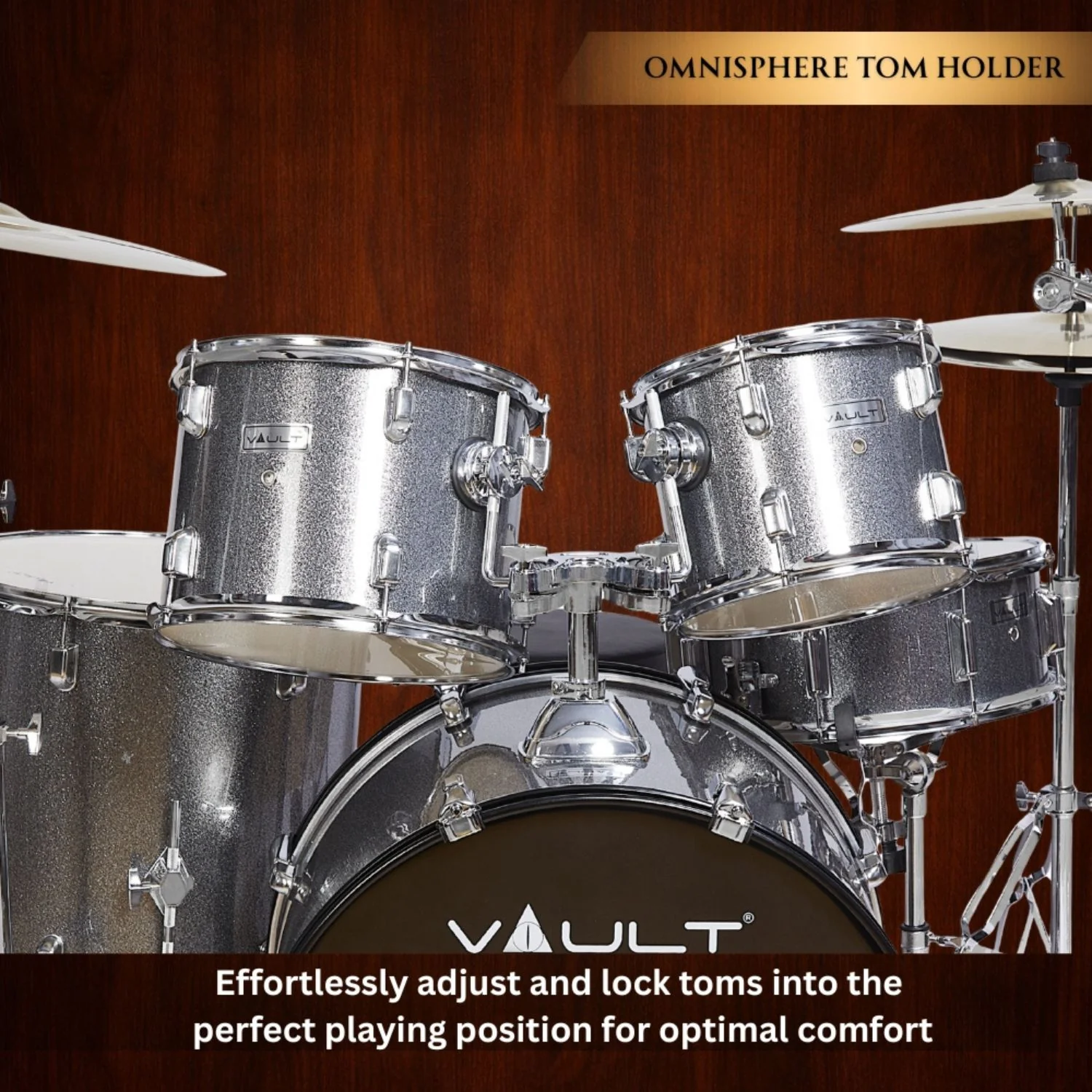 Vault Groover 22" 5-Piece Acoustic Drum Kit with Hardware, Cymbals & Throne - Image 47