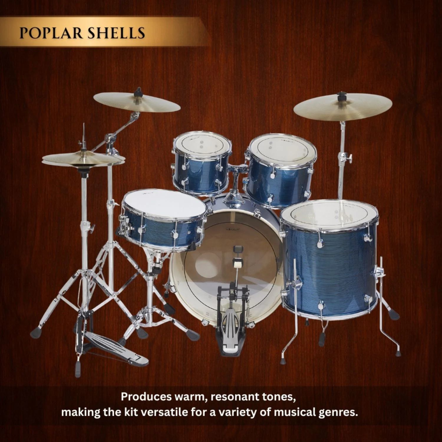 Vault Groover Plus 5-Piece Acoustic Drum Kit with Hardware, Cymbals & Throne - Image 38