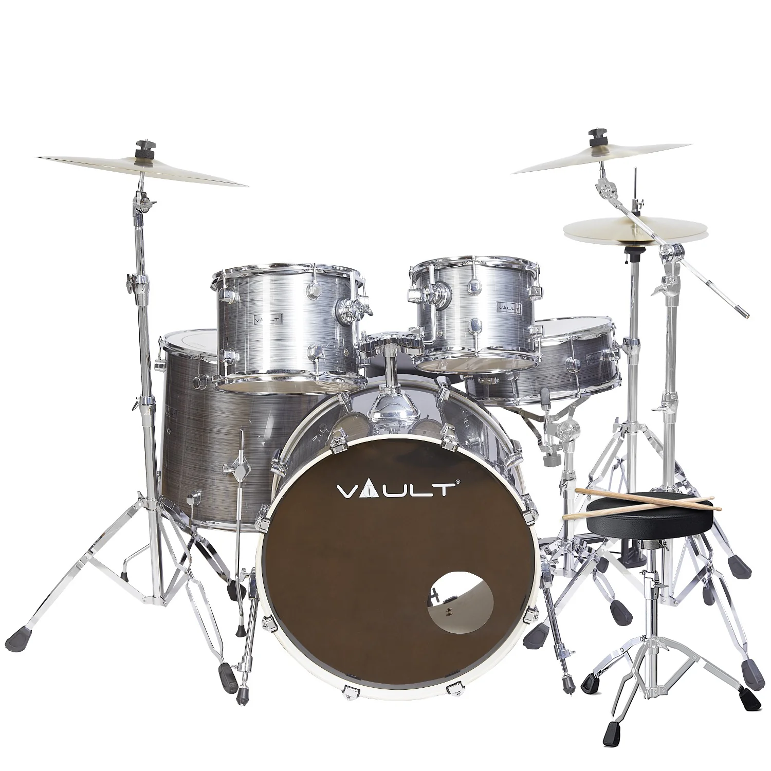 Vault Groover Plus 5-Piece Acoustic Drum Kit with Hardware, Cymbals & Throne - Image 57