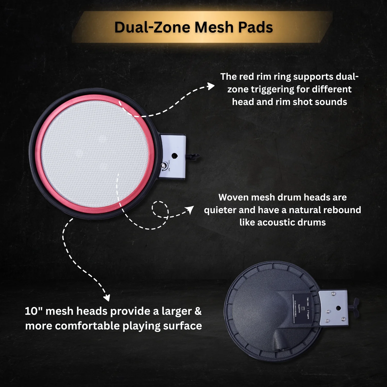 Vault Impact Fusion Electronic Drum Kit with Dual Zone Mesh Pads, Dual Zone Cymbals and Advanced Module with 300+ Sounds - Image 6