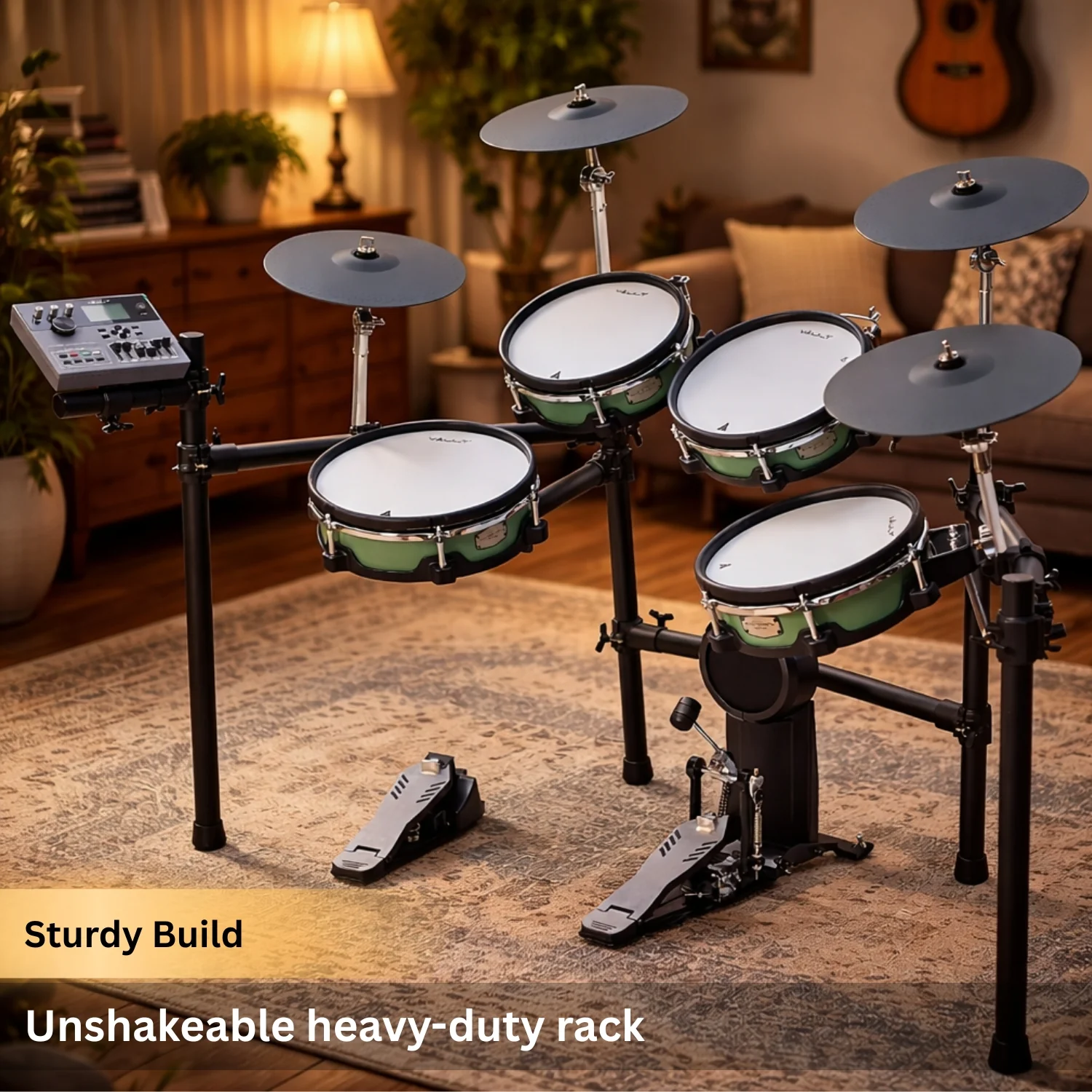 Vault Performer Electronic Drum Kit with Full-Size Mesh Pads, Triple Zone Cymbals and Advanced Module with 900+ Sounds - Image 9