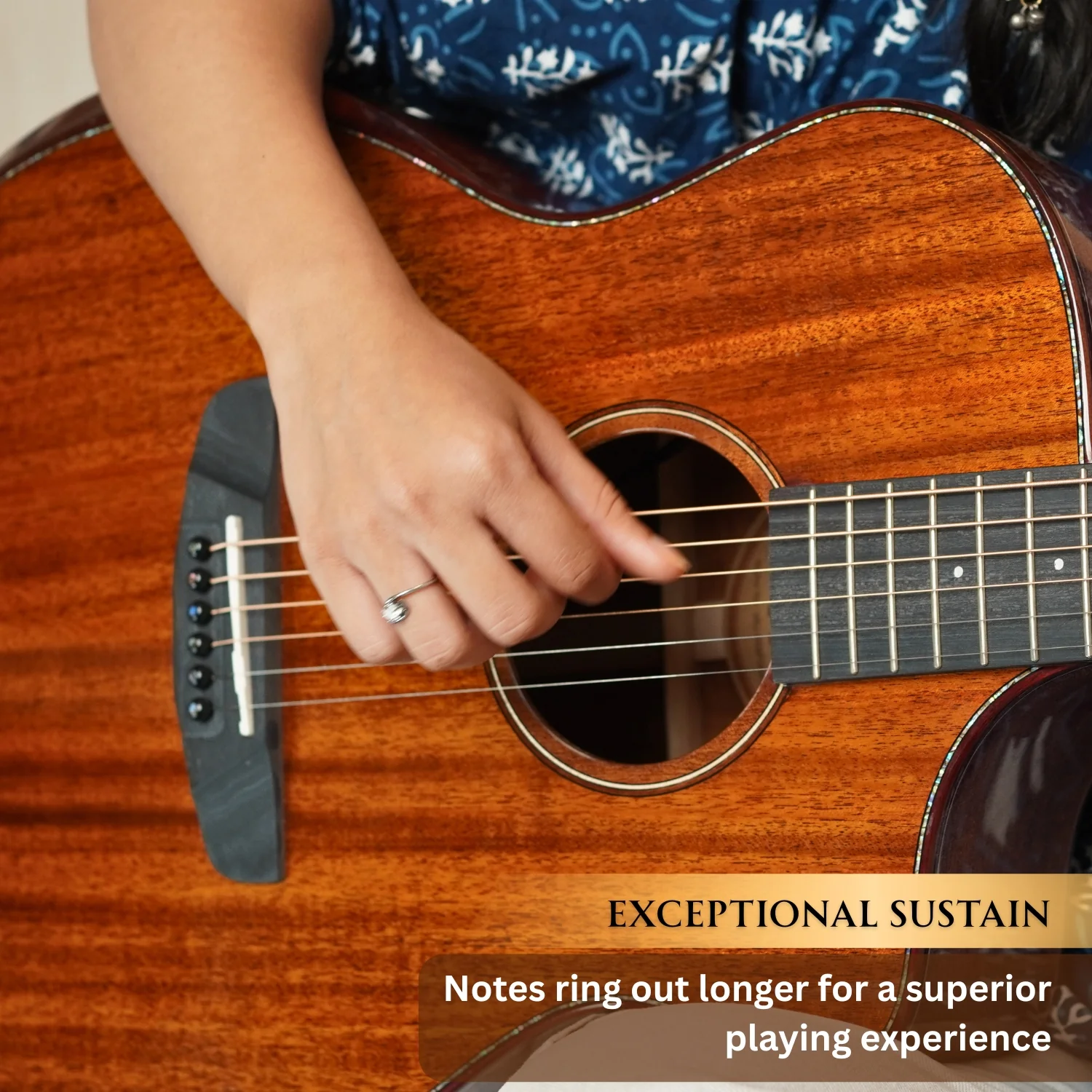 Vault Performer Pro All Solid Mahogany Premium Electro Acoustic Guitar With Paded Gigbag - Image 7